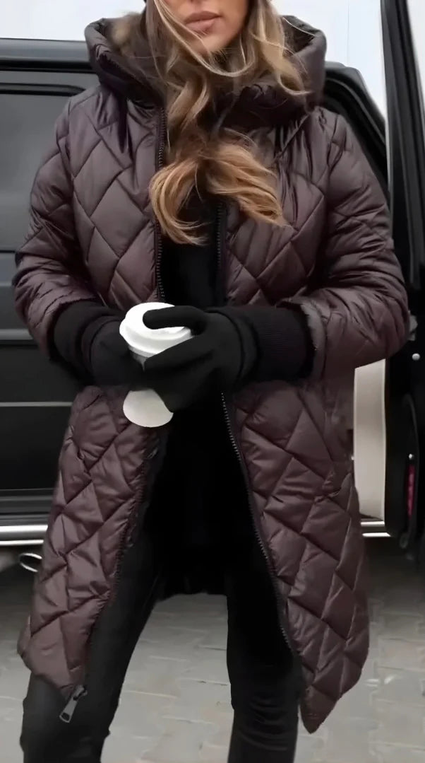 Damska długa pikowana kurtka zapewniająca codzienny komfort