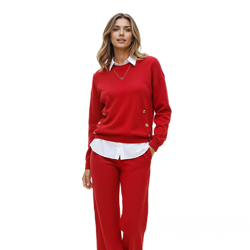 Damski dwuczęściowy komplet dresowy z bluzą i spodniami o prostych nogawkach