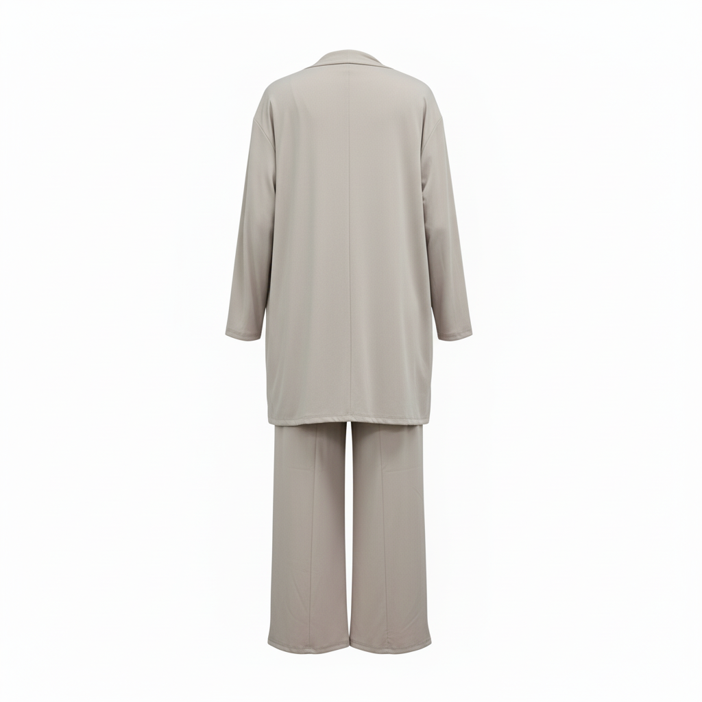 Elegancki, codzienny damski komplet dwuczęściowy z otwartym kardiganem