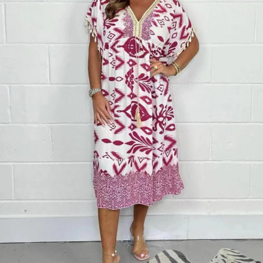 Wysokiej jakości lekka sukienka damska z dekoracyjnymi wzorami