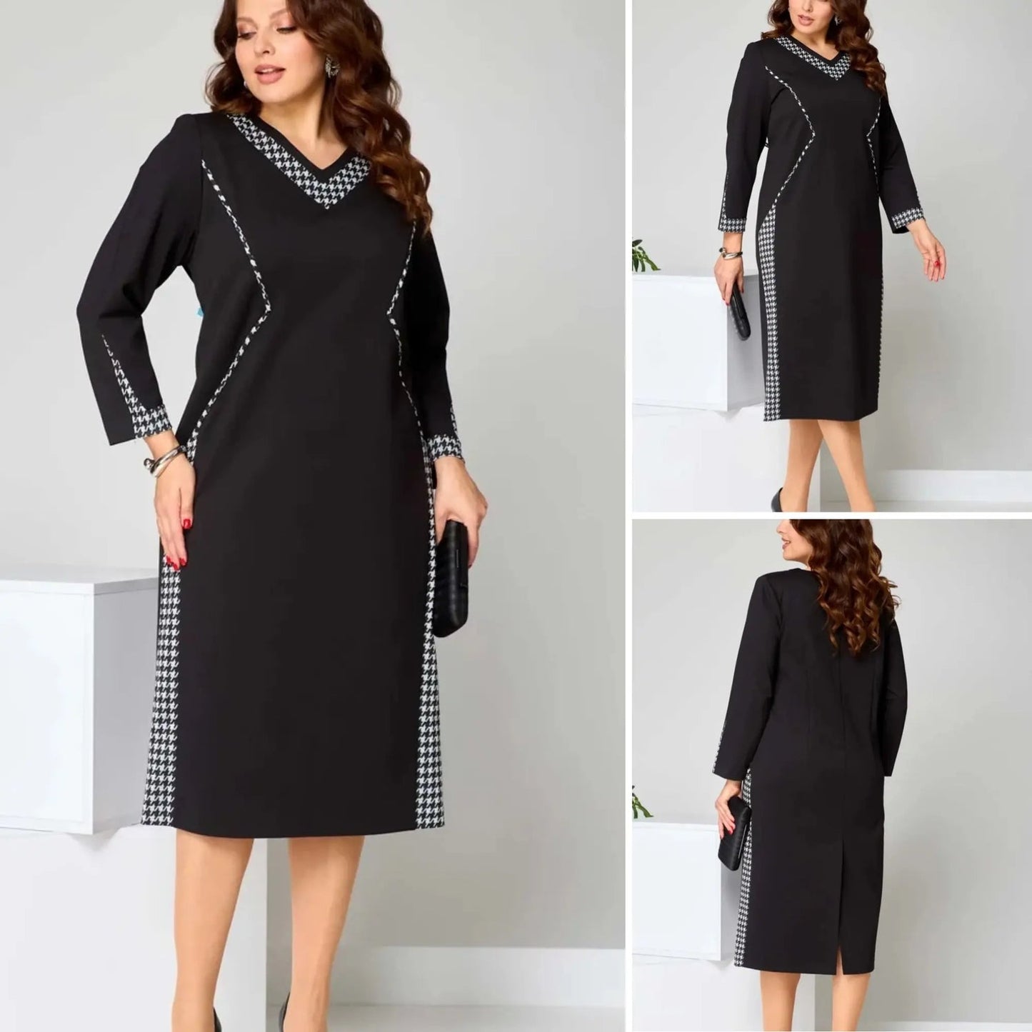 Elegancka sukienka midi o fasonie modelującym sylwetkę