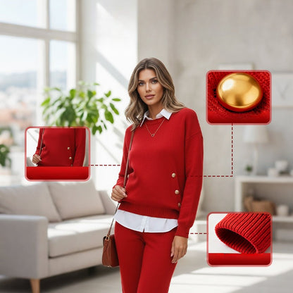 Damski dwuczęściowy komplet dresowy z bluzą i spodniami o prostych nogawkach