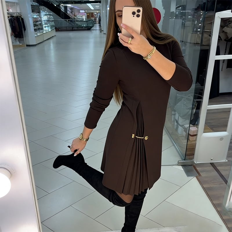 Wysokiej jakości elegancka sukienka damska z plisowanym akcentem